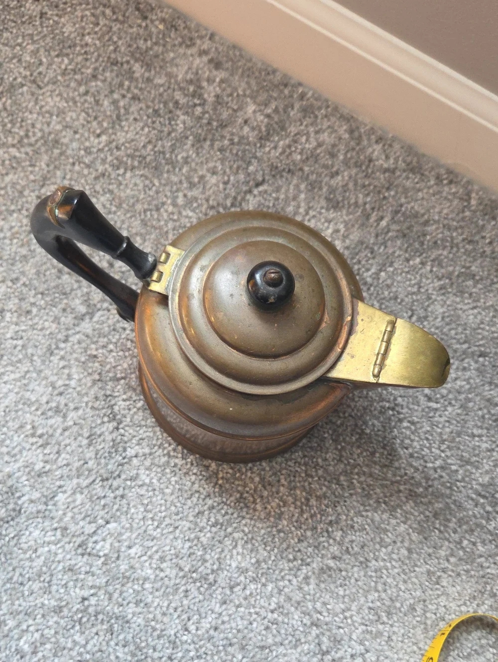 Antique-Style Copper Teapot with Black Handle